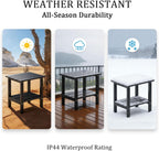 OTSUN Adirondack Outdoor Side Table, 16" HDPE Patio Side Table with Shelf, Weather Resistant Easy Maintenance for Backyard Pool Porch Garden & Lawn