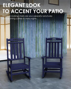 Outdoor Rocking Chair Set of 4, All-Weather Resistant Poly Lumber Rocker Chair Outdoor, High Back Plastic Patio Rocking Chairs for Outside Porch Rocker Garden Lawn, Navy Blue