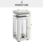 IKIFLY Mirrored Nightstand with Storage, Silver End Table with Square Tabletop, Accent Beside Table with Crushed Diamond for Living Room, Bedroom and Office