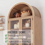 Patikuin Tall Arched Cabinet, Arched Pantry Cabinet with 4 Doors & 6 Open Shelves, 71 Inch Farmhouse Kitchen Arched Cabinet for Living Room, Dining Room, Kitchen Bathroom