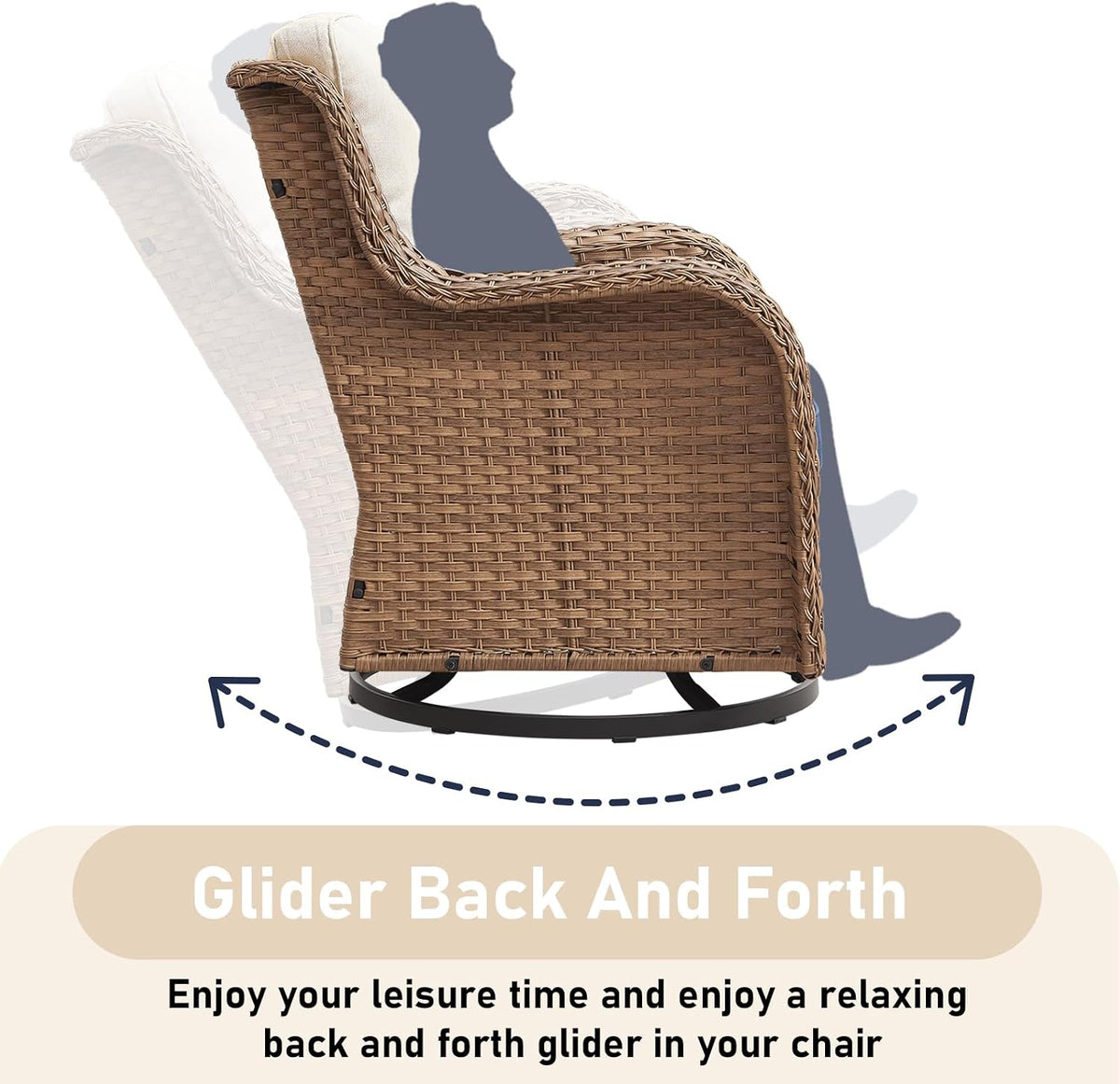 Outdoor Swivel Rocker Patio Chairs-Wicker Patio Swivel Chairs Set of 2 with Side Table PE Rattan Patio Furniture Set for Porch Deck Balcony Garden-Yellow/Beige