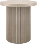 Henn&Hart 22'' Fluted Modern Wooden Round End Table, Ribbed Side Table, Nightstand for Living Room, Office, Family Room, or Bedroom, Alder White