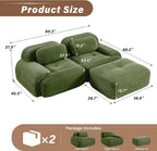 SoarFlash 81” Sectional Cloud Sofa Couches for Living Room-2 Seater L-Shaped Modern Lounge Couch-No Assembly Modular Corduroy Convertible Sponge Sleeper Sofas with Chaise for Home House,Green