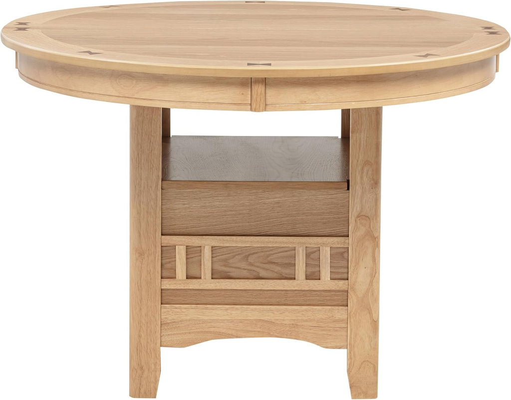 Coaster Home Furnishings - LAVON - Wood - Oval Extendable Dining Table with 18-Inch Extension Leaf, Storage Shelf & Closed Storage - Kitchen & Dining Room - 60-Inch - Light Oak - 106620