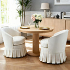 chairus Upholstered Dining Chairs Set of 2, Linen Barrel Dining Room Chairs with Pleated Skirt & Metal Legs, Modern Farmhouse Slipcovered Side Kitchen Chairs, Cream White