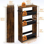 TEAMIX Slim Rolling Storage Cart, Wood 4-Tier Narrow Kitchen/Laundry Cart