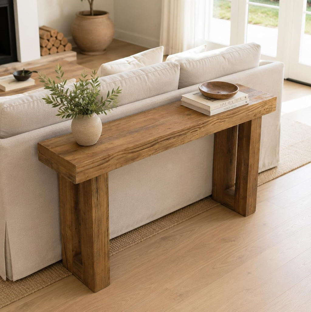 HOKYHOKY Reclaimed Solid Wood Console Table, 59" Long Entryway Table | Rectangular Couch Tables Behind Sofa, Farmhouse Accent Tables, Hallway, Entrance, Foyer, Living Room