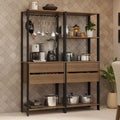 Madesa Kitchen Pantry Storage Rack with 4 Drawers, 5 Shelves and Hanging Space 55" L Multiuse Modular Cabinet for Kitchen Organization - Black/Brown
