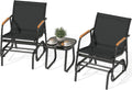 YITAHOME 3 Piece Patio Glider Set Textilene Gliders Outdoor Furniture Black | Heavy-duty Patio Glider Set w/Breathable Fabric, Smooth Gliding, Wooden Armrest, Tempered Glass Table, Easy Assembly Cleaning