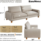 EASE MOOSE 70.6" Faux Leather Loveseat Sofa, Deep 2 Seater Couch, Greige | Removable Covers, Pocket Spring Cushions, Waterproof & Scratch-Resistant, Easy Clean, Easy Assembly Couches for Living Room