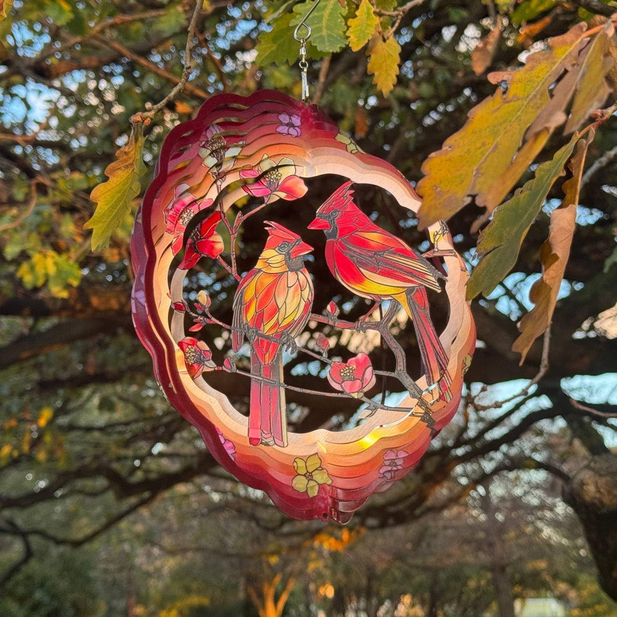 Cardinal Wind Spinner, 3D Hanging Stainless Steel Garden Spinner, Wind Spinner Hanging for Outdoor & Indoor Décor, Unique Gifts for Yard Garden Decoration or Patio Décor