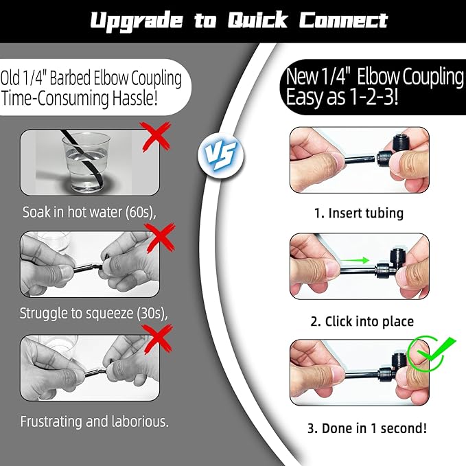 30 Pack Quick Connect 1/4" Drip Irrigation Elbow Coupling Connector,Universal 90 Degree Elbow Fitting for 1/4 Inch Irrigation Tubing,Leak Free Fittings for Sprinkler or Drip Irrigation System