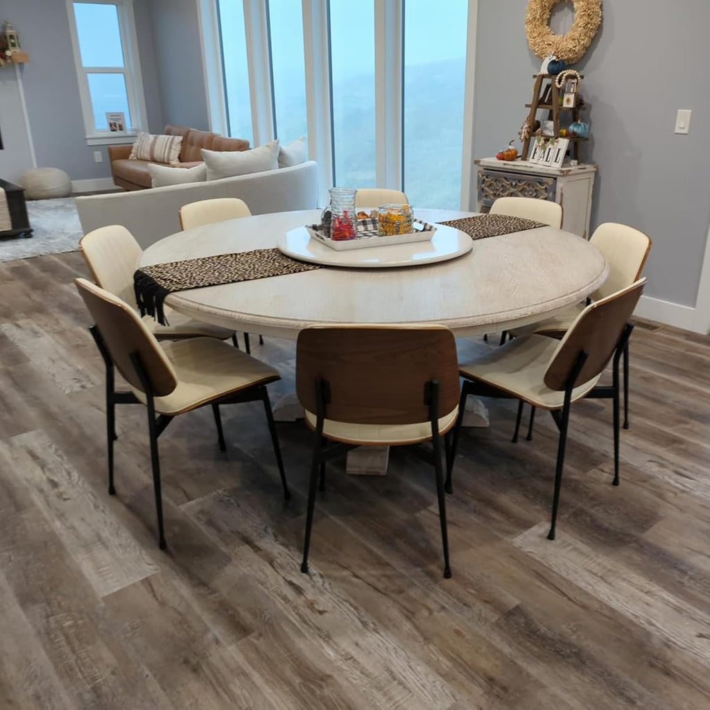 LUNLING Dining Room Chairs Mid Century Modern Retro Beige Faux Leather Chair with Walnut Bentwood Upholstered Seat Metal Legs Kitchen Chairs Adjustable Foot for Kitchen Dining Room,1PCS