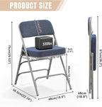 Folding Chair with Thick Cushioned Seat, Padded Metal Frame Foldable Chairs for Home Office Party Wedding Indoor Outdoor Use, Heavy Duty Comfortable Portable Dining Chairs, 1 Pack, Blue