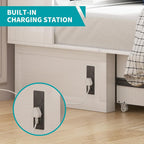 BALUS Murphy Cabinet Bed, Queen Chest Bed with USB Charging Station and Large Storage Drawers, Folding Cabinet Beds Space-Saving for Guest Room, Home, Office, White