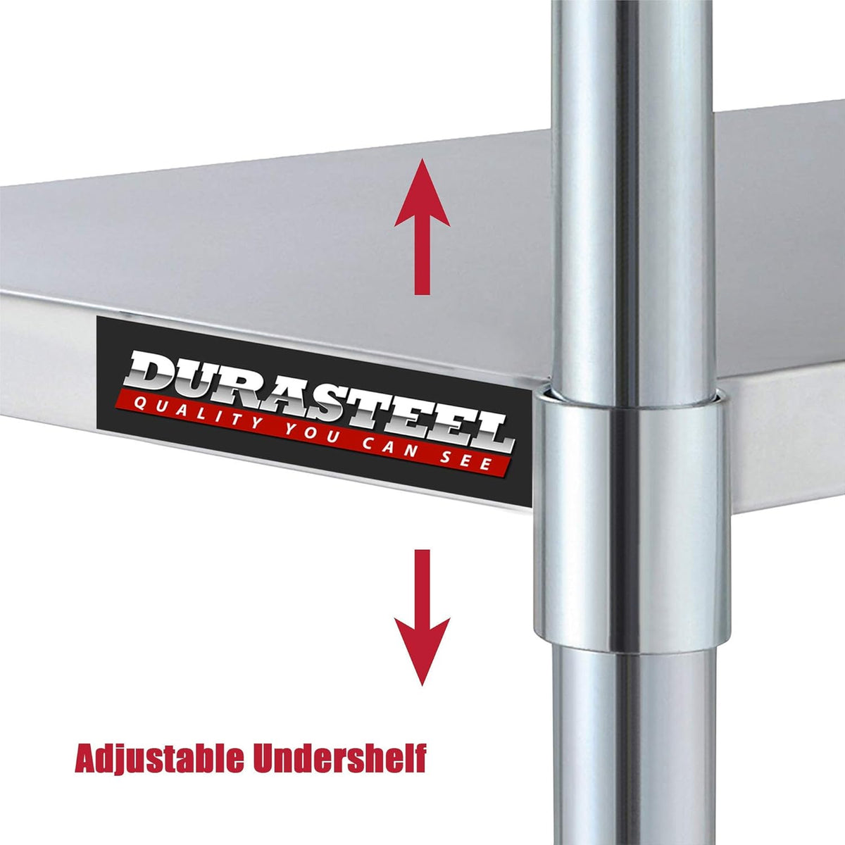 DuraSteel Galvanized Under Shelf for Work Tables - Extra Adjustable Lower Shelf for 24" x 48" Stainless Steel and Wooden Worktables - Fits for use in Restaurant, Warehouse, Home, Kitchen, Garage