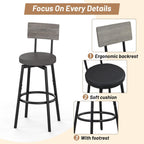 Zevemomo Dining Table Set for 4, 5-Piece Bar Table Set, Kitchen Table and Chairs, Counter Height High Top Table with 4 PU Upholstered Stools, Space-Saving Pub Table Sets for Small Space, Gray