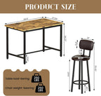Recaceik 50" Dining Table Set for 6, 7-Piece Counter Height Bar Table Set with Upholstered Stools, Space-Saving Modern Pub Set for Kitchen, Breakfast Nook & Home Bar, Rustic Brown