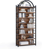 CD Storage Rack Holds 400+ CDs, 8-Tier CD DVD Storage Tower Organizer, Large Media Storage Shelf with Adjustable Feet for Living Room Bedroom Home Entertainment, Rustic Brown