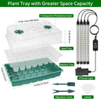 Sondiko Seed Starter Tray with Grow Light, Intelligent Display Digital Controller, 80 Cells Seed Starter Kit with Humidity Dome, Adjustable Brightness Indoor Plants Germination Kit(2 Pack)