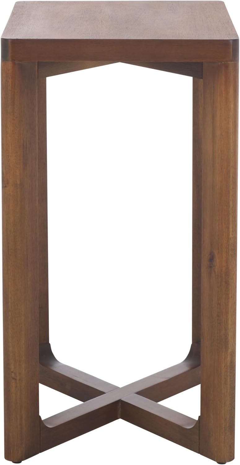 SAFAVIEH Home Collection - Akai Accent Table, Walnut Brown Side Table with Cross Base, Fully Assembled (ACC2400A)