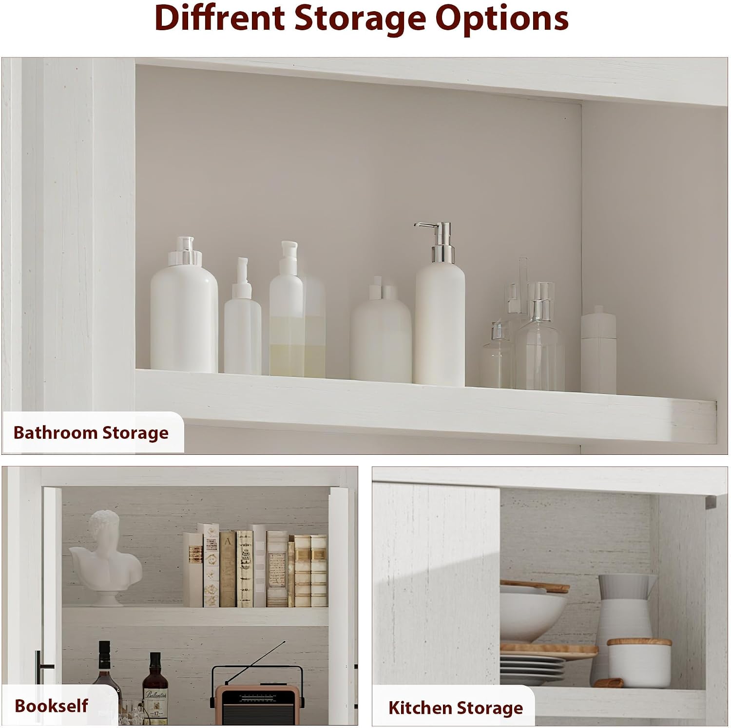 70.45'' Multi-Use Farmhouse Pantry: Kitchen Pantry Cabinet with 4-Door, Adjustable Shelves, Anti-Tip for Kitchen, Dining, Office