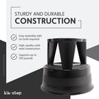 Step Stool with Locking Wheels, Cramer Kik-Step Heavy Duty Rolling Steel Stool, Non-Slip, Holds 350 lbs (Black)