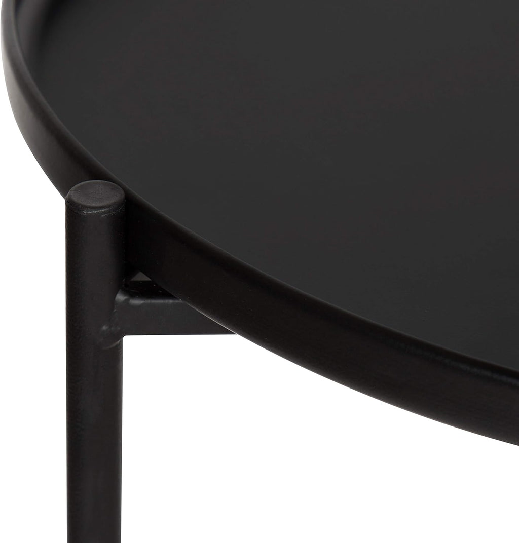 Kate and Laurel Ulani Set of 2 Nested Round Metal End Tables, Black