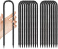 Rebar-Stakes-12-Inch, Ground Stakes Heavy Duty U-Hook Black Coated Anti-Rust Heavy Duty Ground Anchors for Garden Dog Fence Chicken Coop Christmas Decorations Deer Fence 12pcs