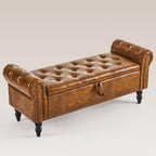 Furnimart Storage Bedroom Bench for End of Bed, Faux Leather Upholstered Storage Ottoman with Rolled Arms for Bedroom,Living Room, Entryway, 2.5Cubic Feet