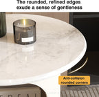 Bedside/Sofa Side Table – Micro-crystalline Stone Small Round Table for Living Room (Corner Table)