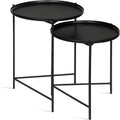 Kate and Laurel Ulani Set of 2 Nested Round Metal End Tables, Black