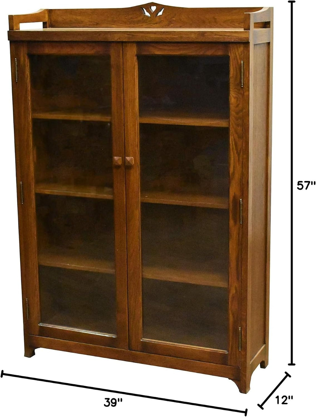 Crafters and Weavers Arts and Crafts Wood Curio Cabinet in Walnut