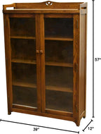 Crafters and Weavers Arts and Crafts Wood Curio Cabinet in Walnut