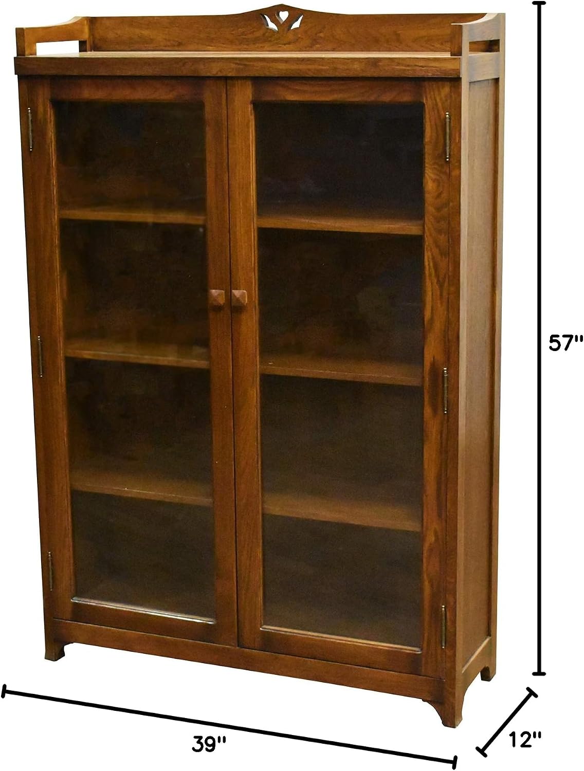 Crafters and Weavers Arts and Crafts Wood Curio Cabinet in Walnut