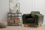 Valencia Artisan Full Leather Accent Chair 41.5” | Pure Full Italian Nappa Leather Chair, Solid Wood Accent, Ultimate Comfort, Dark Green