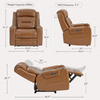 Watson & Whitely Genuine Leather Lay Flat Power Recliner Chair, Saddle