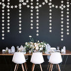 Glitter-Silver Party-Decorations Star Christmas Garland - 62ft Birthday Twinkle Little Star Hanging Streamers Banner,Bachelorette Engagement Wedding New Years Supplies Decor Hugtmr