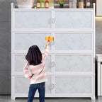 Kitchen Cabinets Ecofriendly Aluminum Composite Panel + Tempered Glass 9cm Height Enhancement Guardrail, for Kitchen Dining Living Room Bathroom(50 * 33 * 76cm)