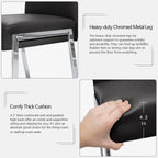 Modern Dining Chair Set of 2, Comfortable Dining Chair with Thick Cushions | Upholstered Leather Kitchen Side Chair with Metal Feet for Home, Kitchen, Living Room, Dining Room and Cafeteria, Black