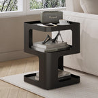Modern Side Table for Sofa & Couch,Black Metal Bedside Table,3 Tier end Tables with Storage for Living Room & Bedroom,Compact Nightstand for Small Spaces,No Assembly Required