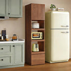 LINLIUA 71'' Tall Kitchen Pantry Cabinet, Wood Pantry Storage Cabinet with Doors, 3 Pull-Out Shelves and Drawer, Modern Slim Kitchen Hutch for Dining Room Small Space
