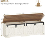 Hzuaneri 59" Farmhouse Storage Chest and Bench | 70 Gal | 330lb Seat | Soft-Close Hinges | Retro White | Shoe and Blanket Storage for Bedroom, Living Room, Entryway | Easy Assembly | SB15014X