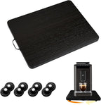 360° Rotatable Sliding Tray for Kitchen Appliances, Wooden Sliding Tray for Coffee Maker, Coffee Pot Slides for Countertop Installation, Easy to Slide (Black, Small)
