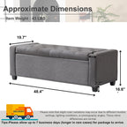 Storage Bench for Bedroom, 48.4'' End of Bed Grey Ottoman Lined Fabric Upholstered Shoe Bench for Entryway, Hallway, Bedroom, Cloakroom, Living Room, Grey.