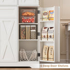 68" Tall Kitchen Pantry Stoarge Cabinet, Freestanding Kitchen Hutch with 6 Door Shelves & Large Drawer, Modern Food Pantry with Adjustable Shelf for Dining Room, Living Room, White
