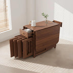 Extendable Drop Leaf Folding Dining Table with 2 Hidden Storage Drawers and 4 Wheels, No Assembly Required Space Saving Table for Small Spaces, Living Room & Kitchen (59.06 inch Table & 8 Chairs)