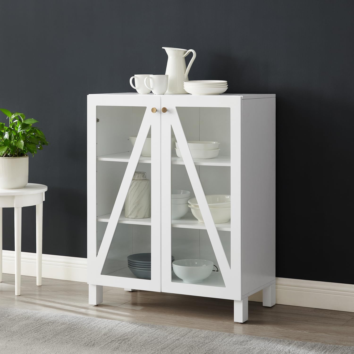 Maykoosh White Stackable Pantry Cabinet - Modern Kitchen Storage Organizer 60.5" W x 38" H