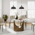 55" Modern Dining Table for 4-6, White Rectangle Dining Table, Sintered Stone Dining Tabletop with U-Shape Carbon Steel Pedestal (Table Only)