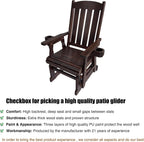 Fortune Candy Wooden Patio Glider for One Person, with High Back and Deep Contoured Seat, Solid Fir Wood, Heavy Duty 600 LBS (Deep Brown, 1-Seater)